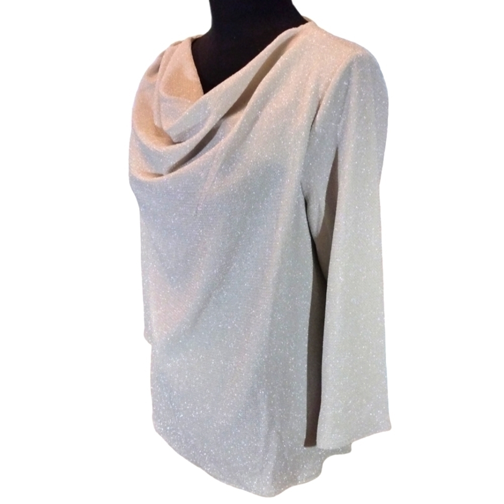 Alfani Silver Metallic Cowel Neck Top NWT